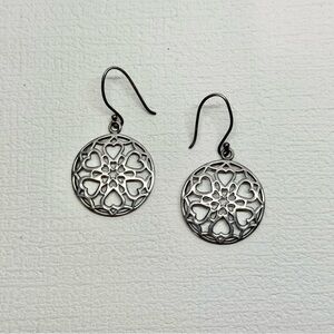 Vintage Sterling Silver round hook earrings with hearts